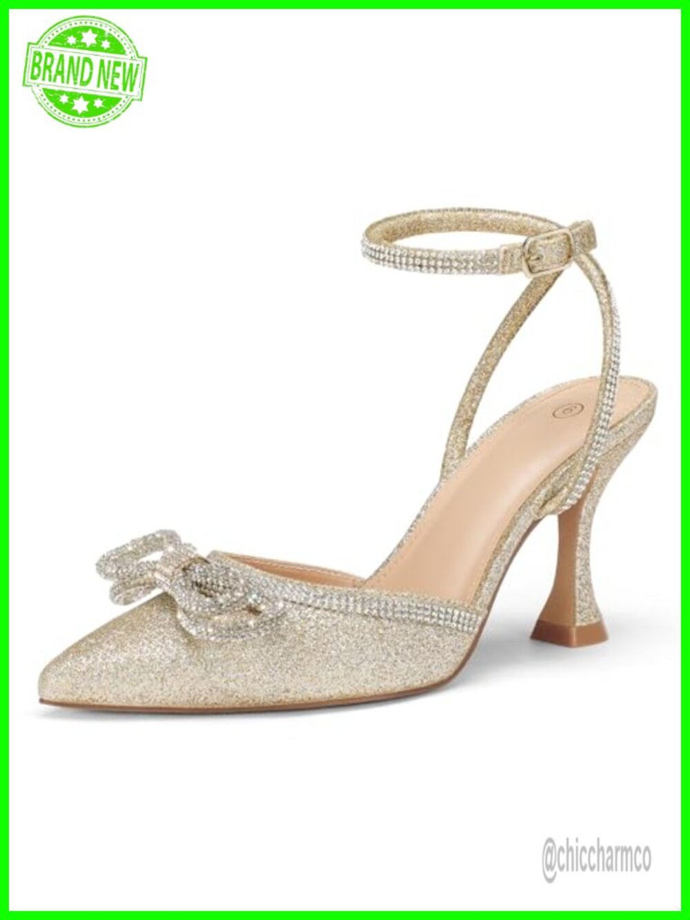 Women's Rhinestone Bow Kitten Heels Pumps Dress Shoes Wedding